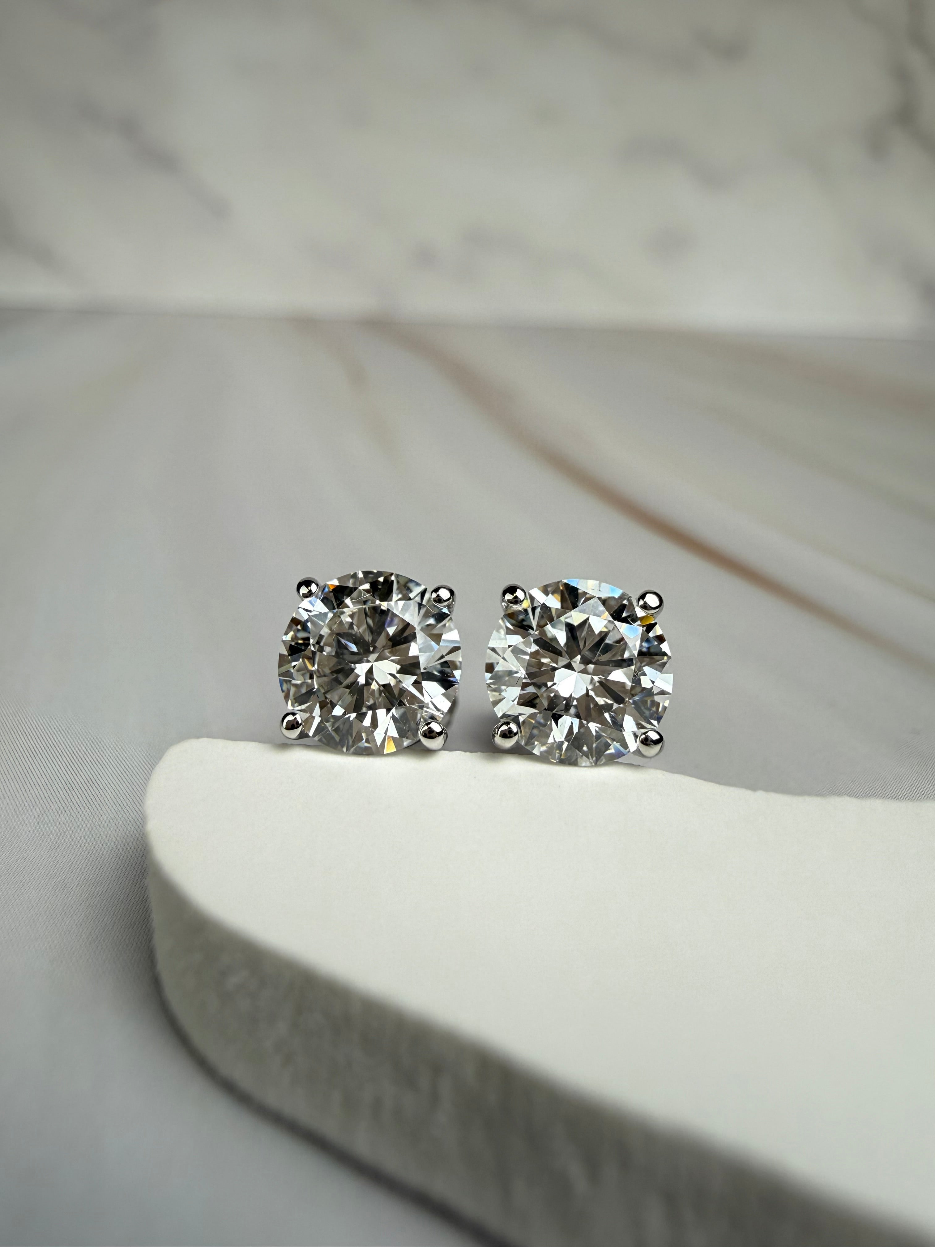 2.00cttw VVS2 Lab Diamond Stud Earrings, Basket Set | 14K White Gold, IGI Certified