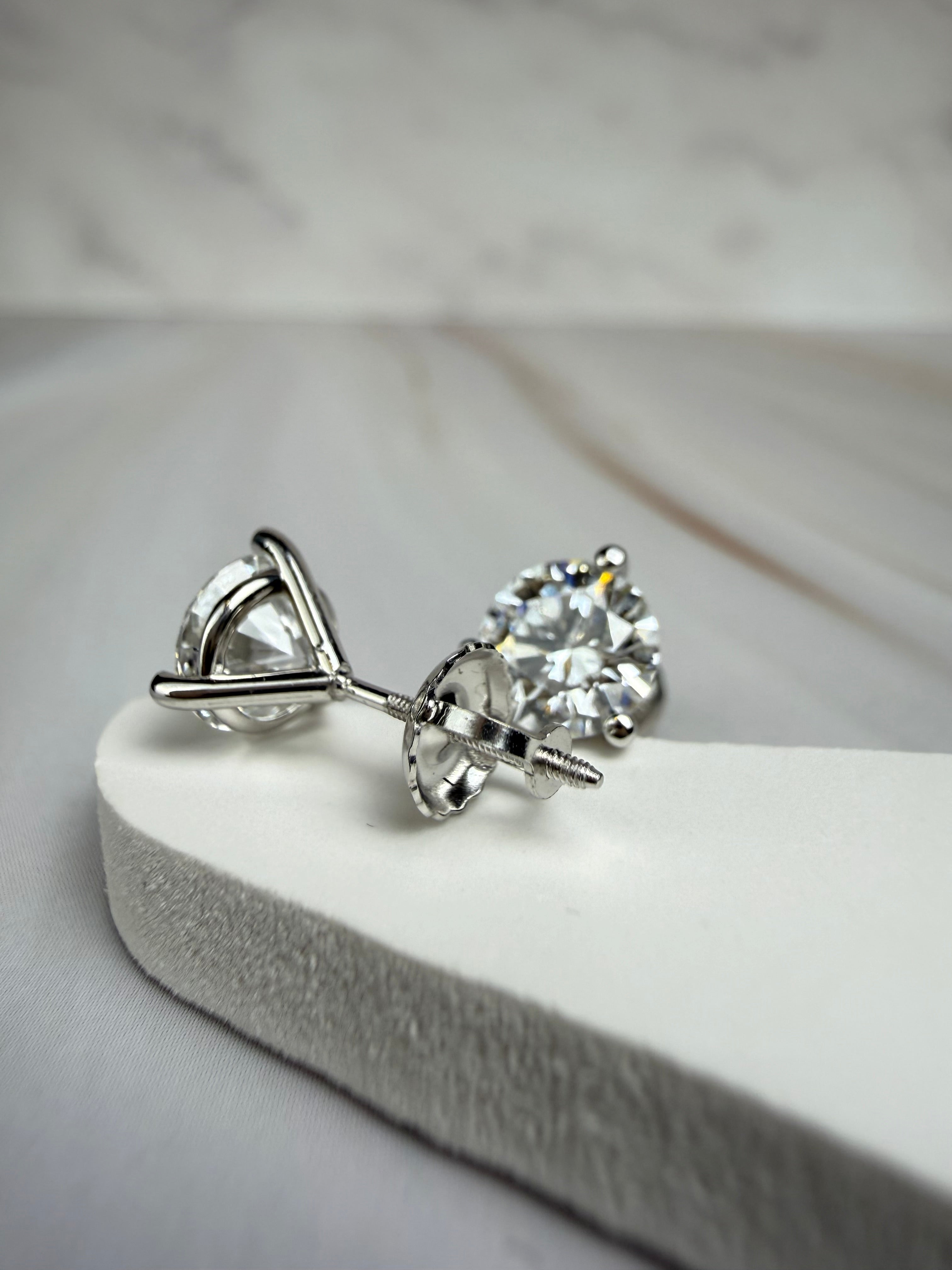 2.00cttw_VVS2_Round_Cut_Lab_Diamond_Earrings_Martini_Set_14K_White_Gold_IGI_Certified_back