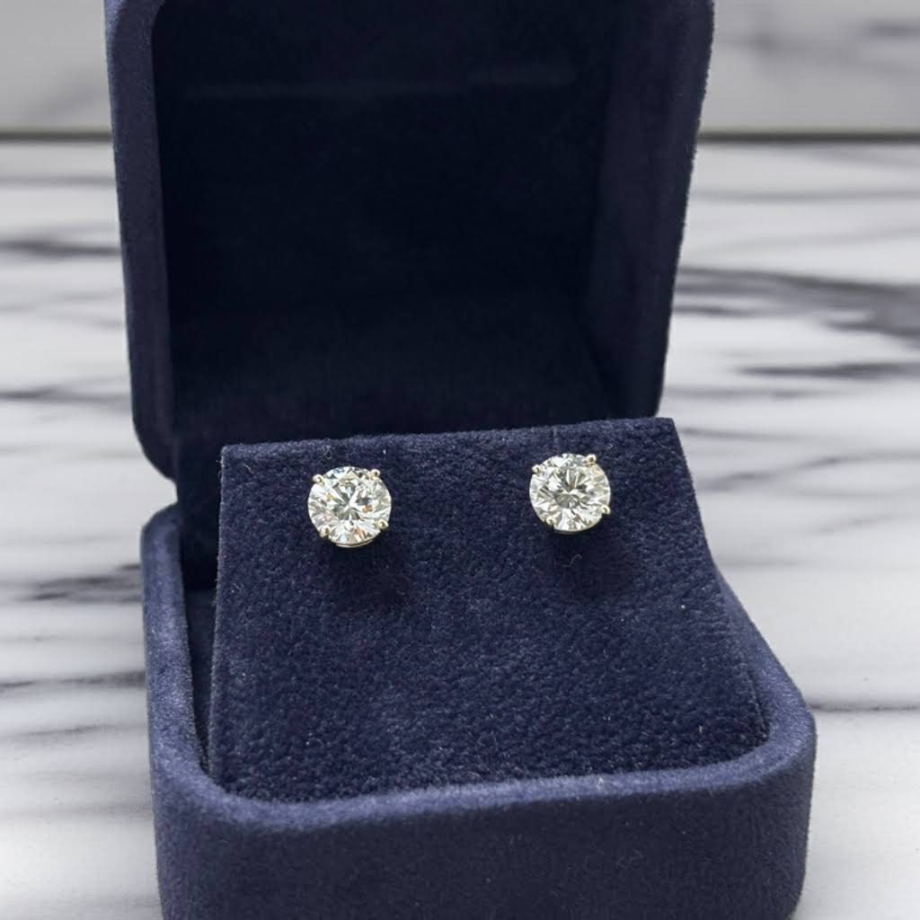 2.06cttw Lab-Grown Diamond Stud Earrings | 14K White Gold, IGI Certified