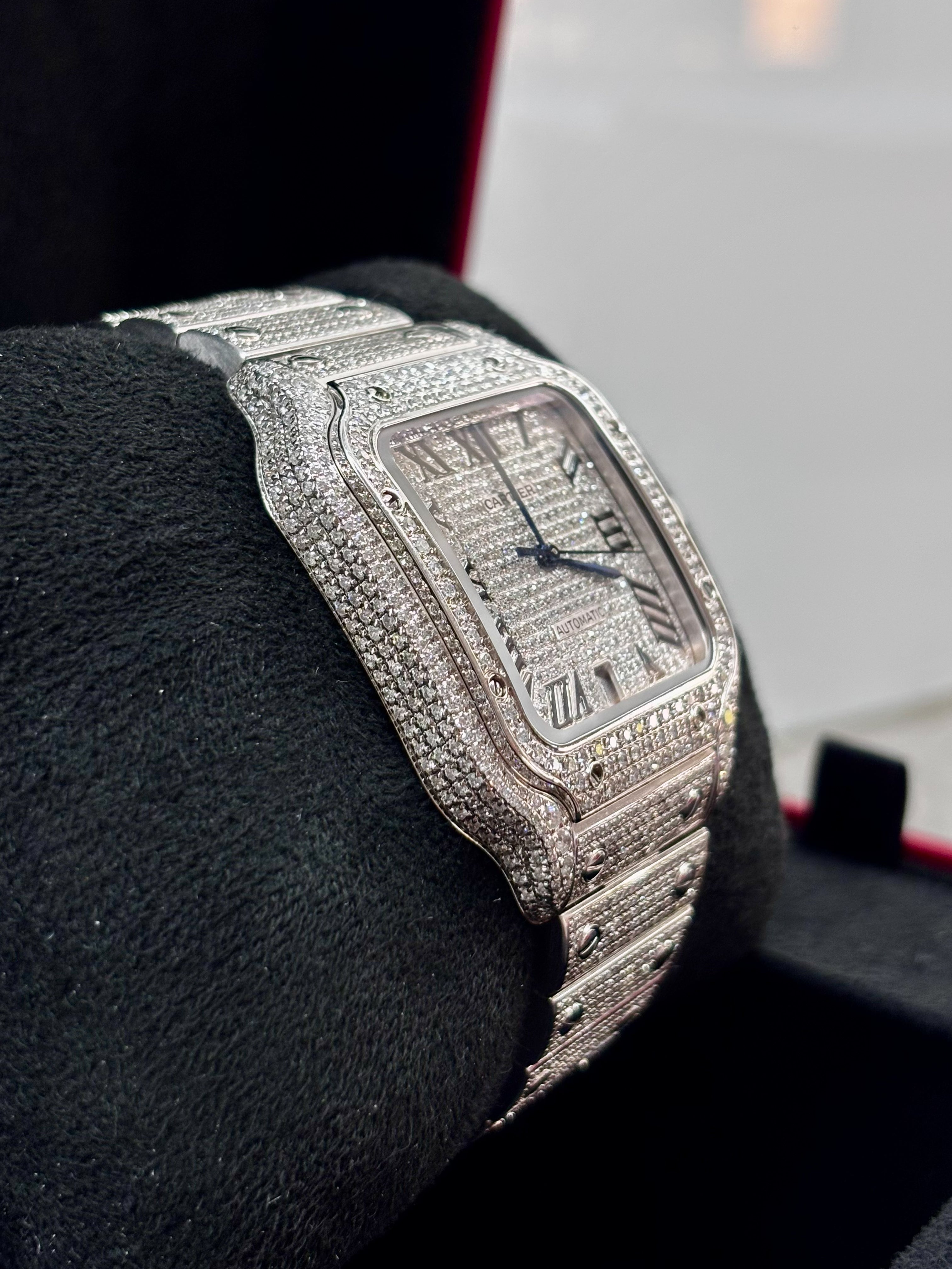 Cartier Santos Large Iced Out | Natural Diamonds | Classic Diamond Setting