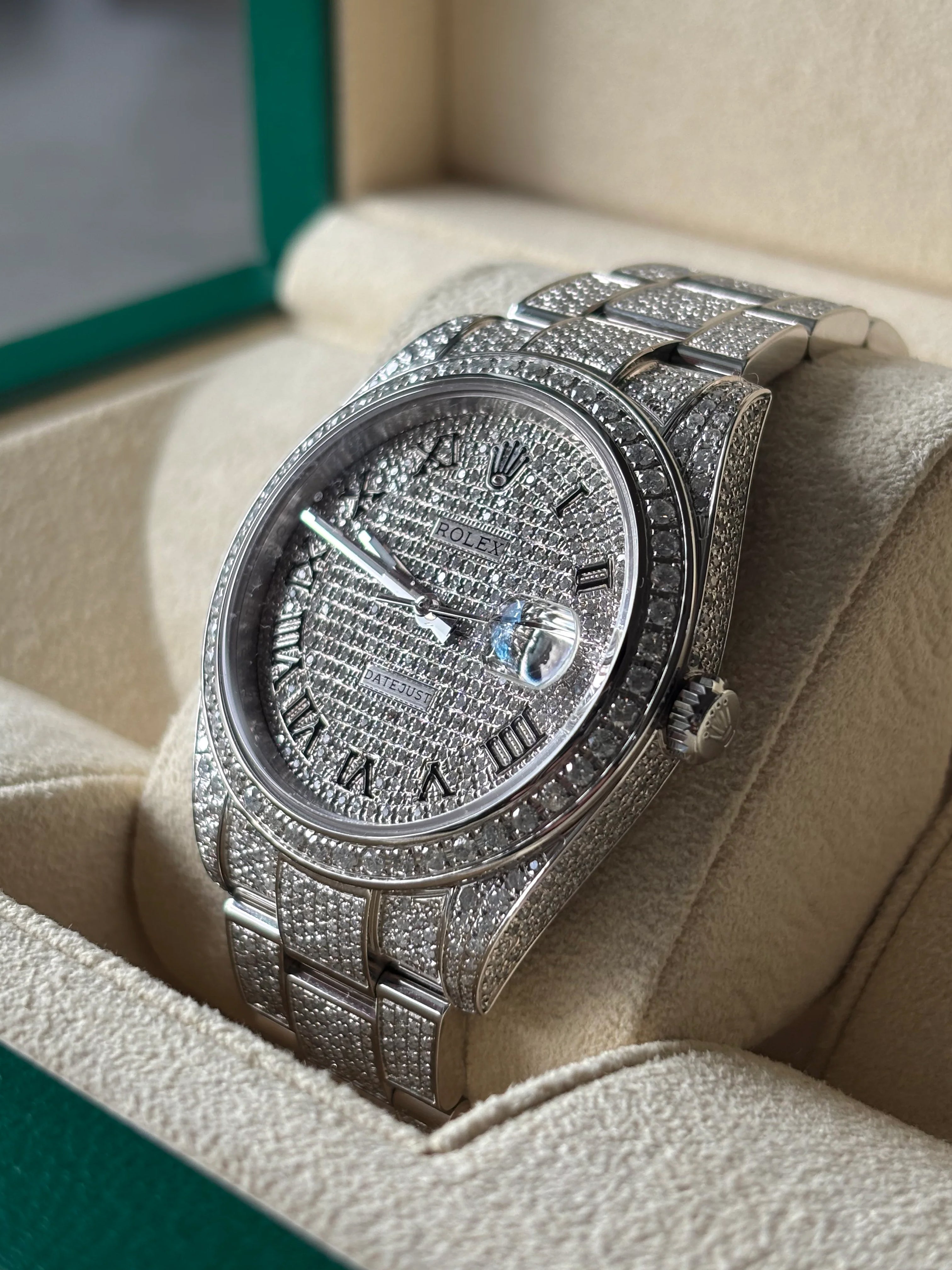 Rolex Datejust 41 on Oyster Bracelet Iced Out | Natural Diamonds | Classic Diamond Setting