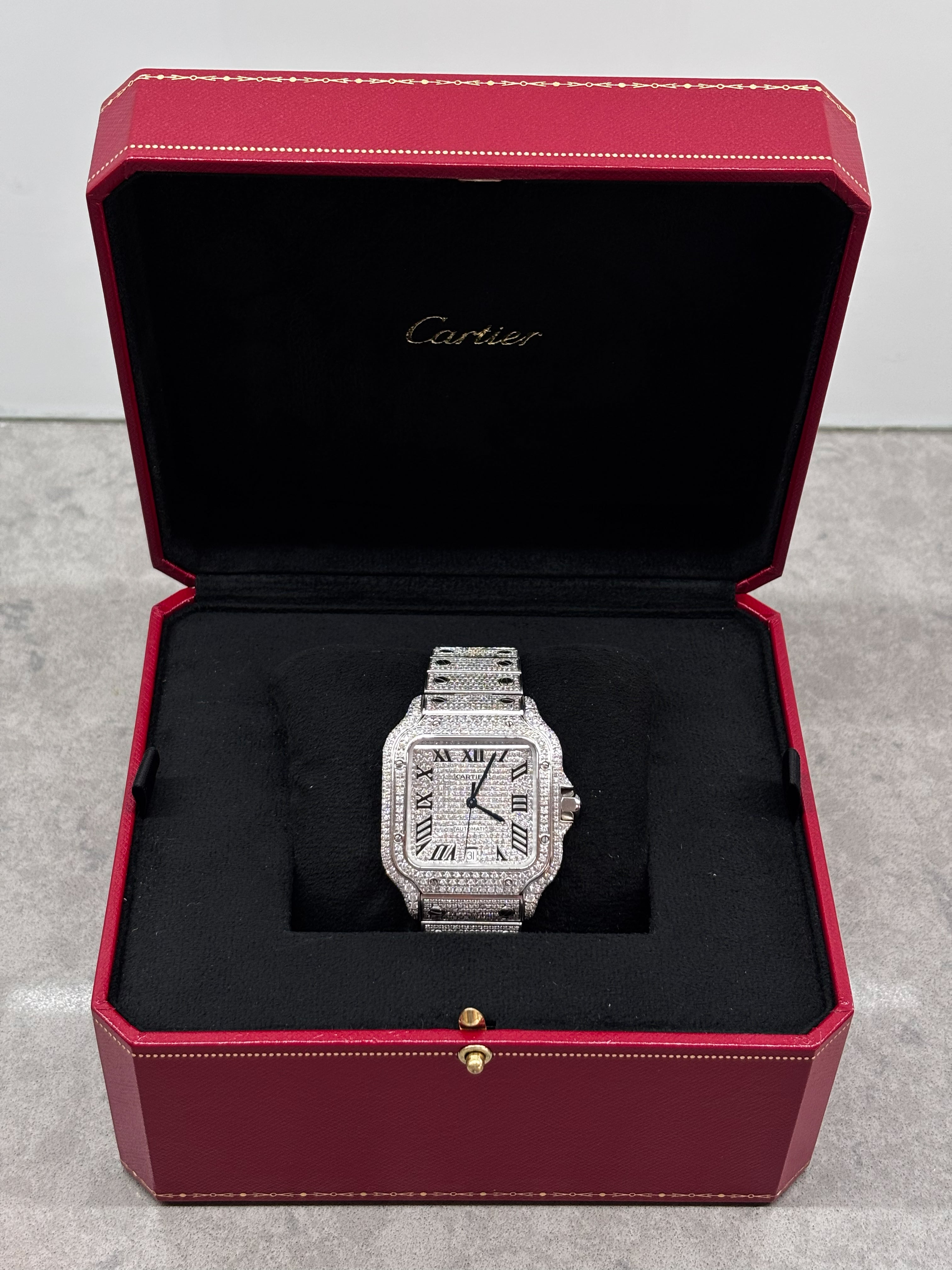 Cartier Santos Large Iced Out | Natural Diamonds | Classic Diamond Setting
