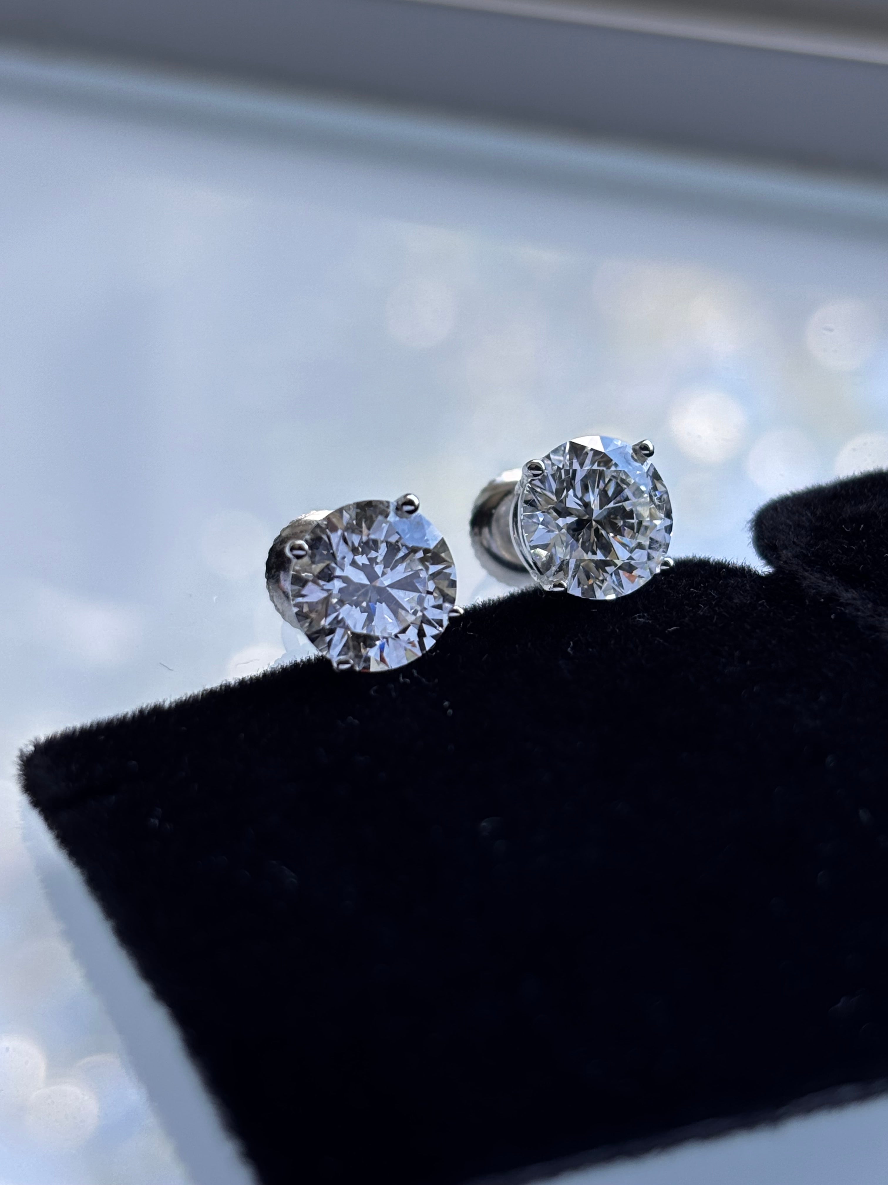4.04cttw VVS2 Lab Diamond Stud Earrings, Basket Set | 14K White Gold, IGI Certified