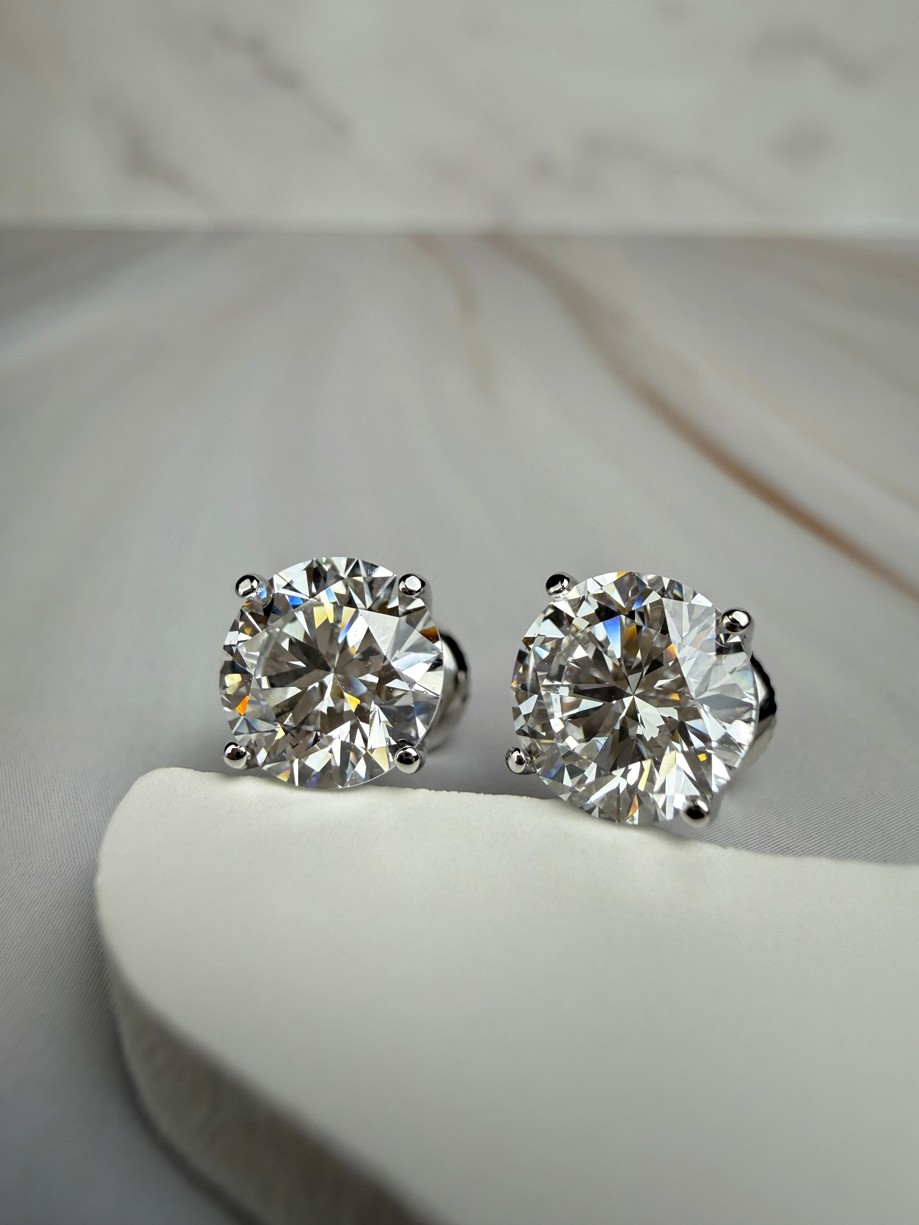 4.11cttw_VVS2_Round_Cut_Lab_Diamond_Earrings_Basket_Set_14K_White_Gold_IGI_Certified_3/4