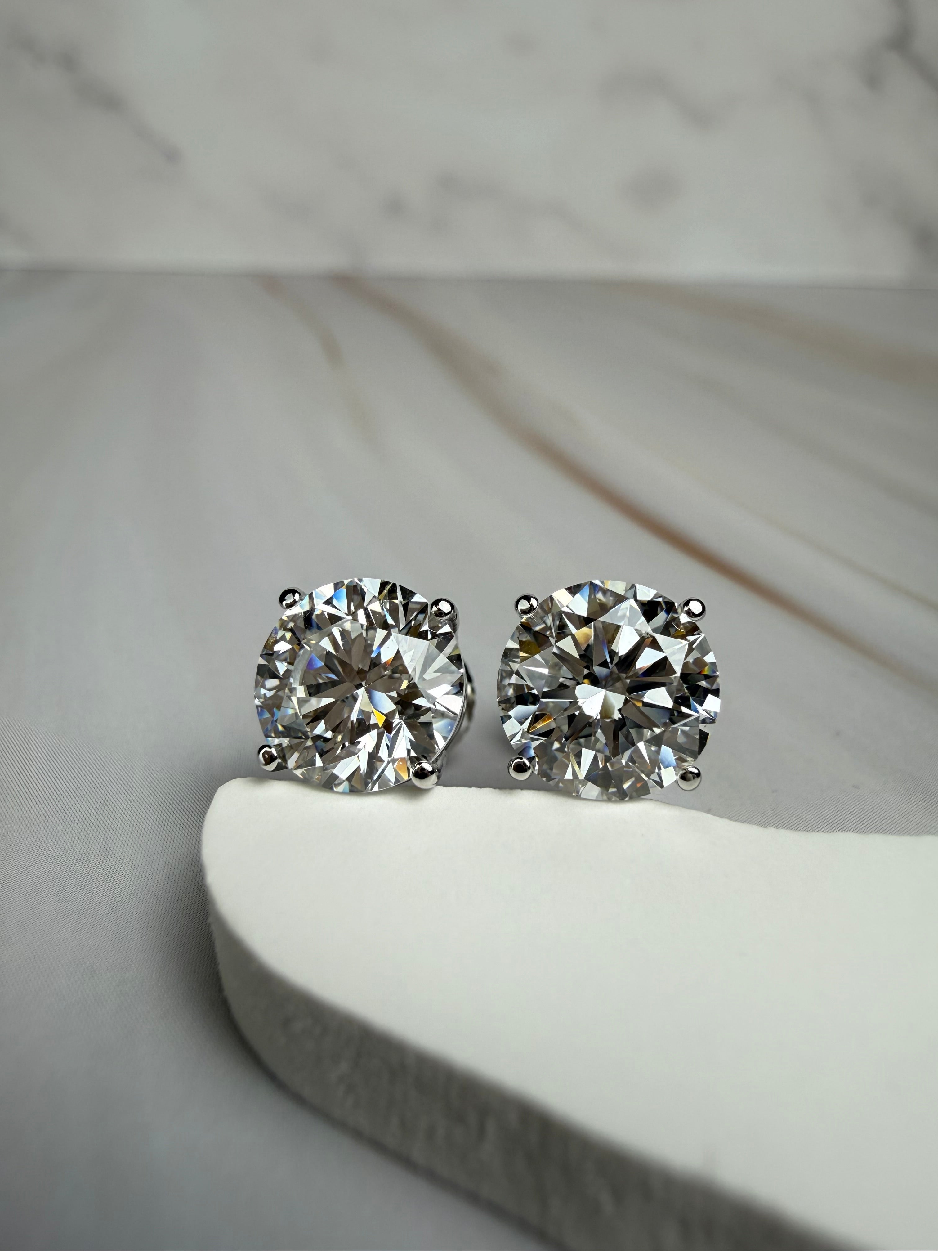 4.11cttw VVS2 Lab Diamond Stud Earrings, Basket Set | 14K White Gold, IGI Certified