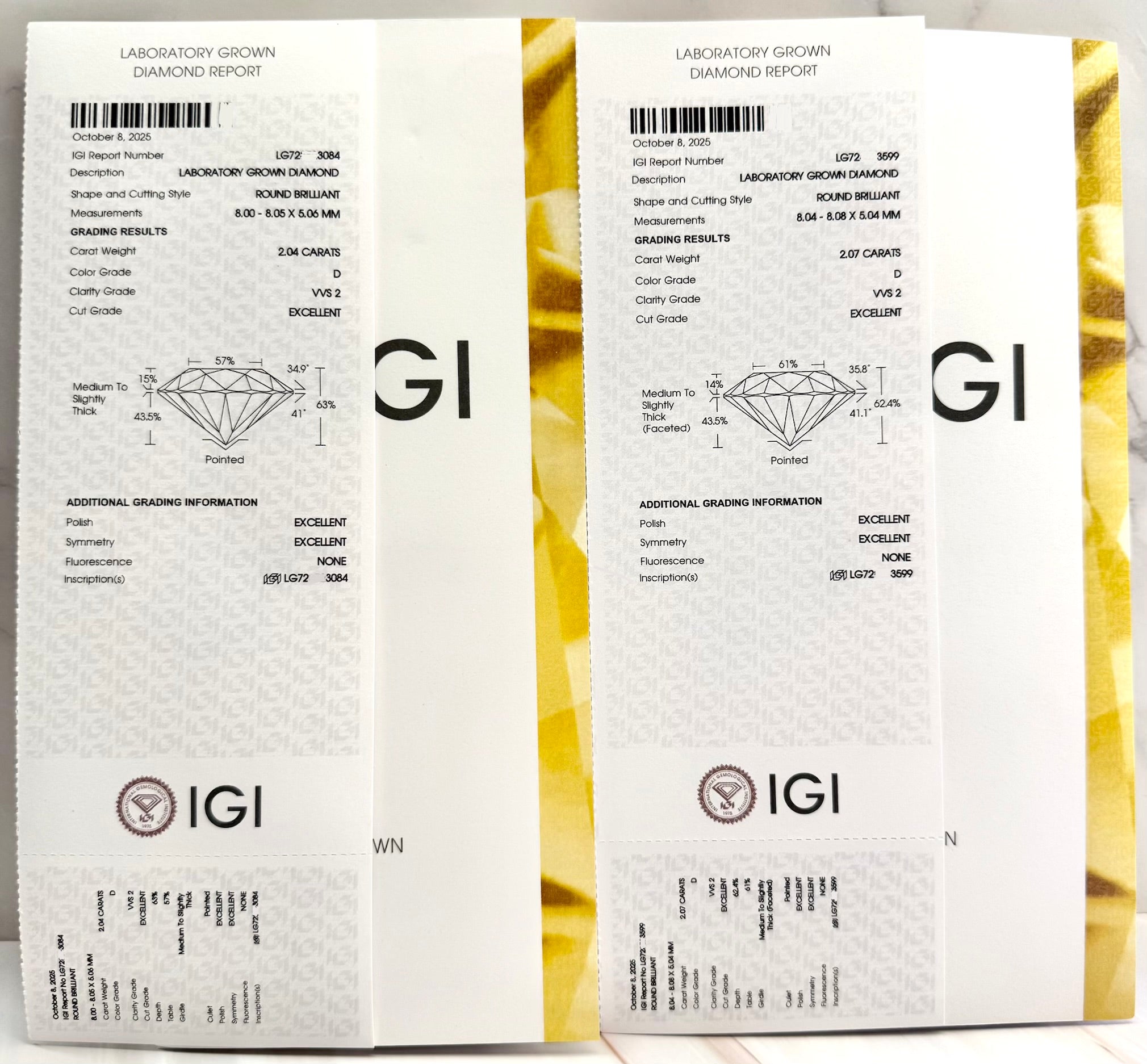 4.11cttw_VVS2_Round_Cut_Lab_Diamond_Earrings_Basket_Set_14K_White_Gold_IGI_Certified_igi certificate