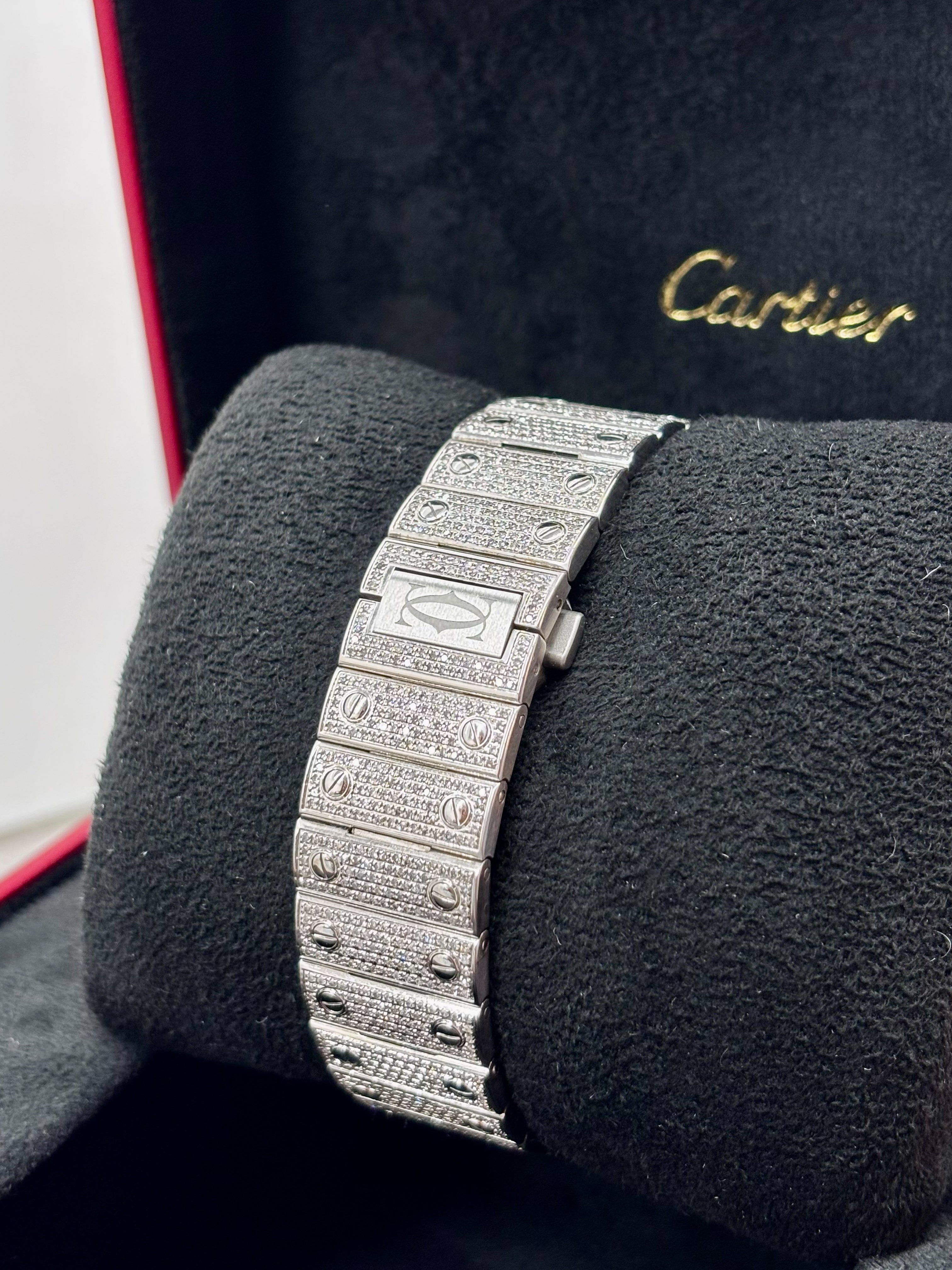 Cartier Santos Large Iced Out | Natural Diamonds | Classic Diamond Setting