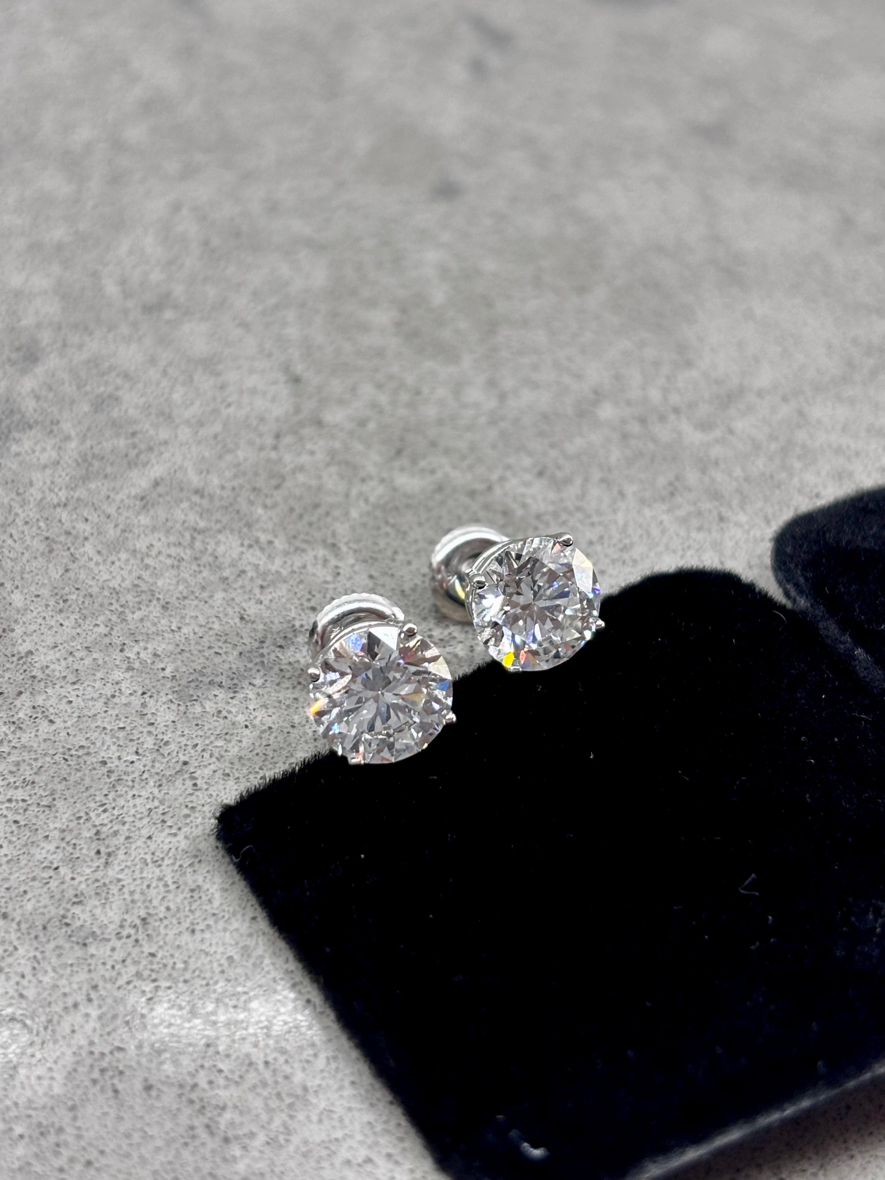 4cttw VVS2 Lab Grown Diamond Stud Earrings | 14K White Gold, IGI Certified