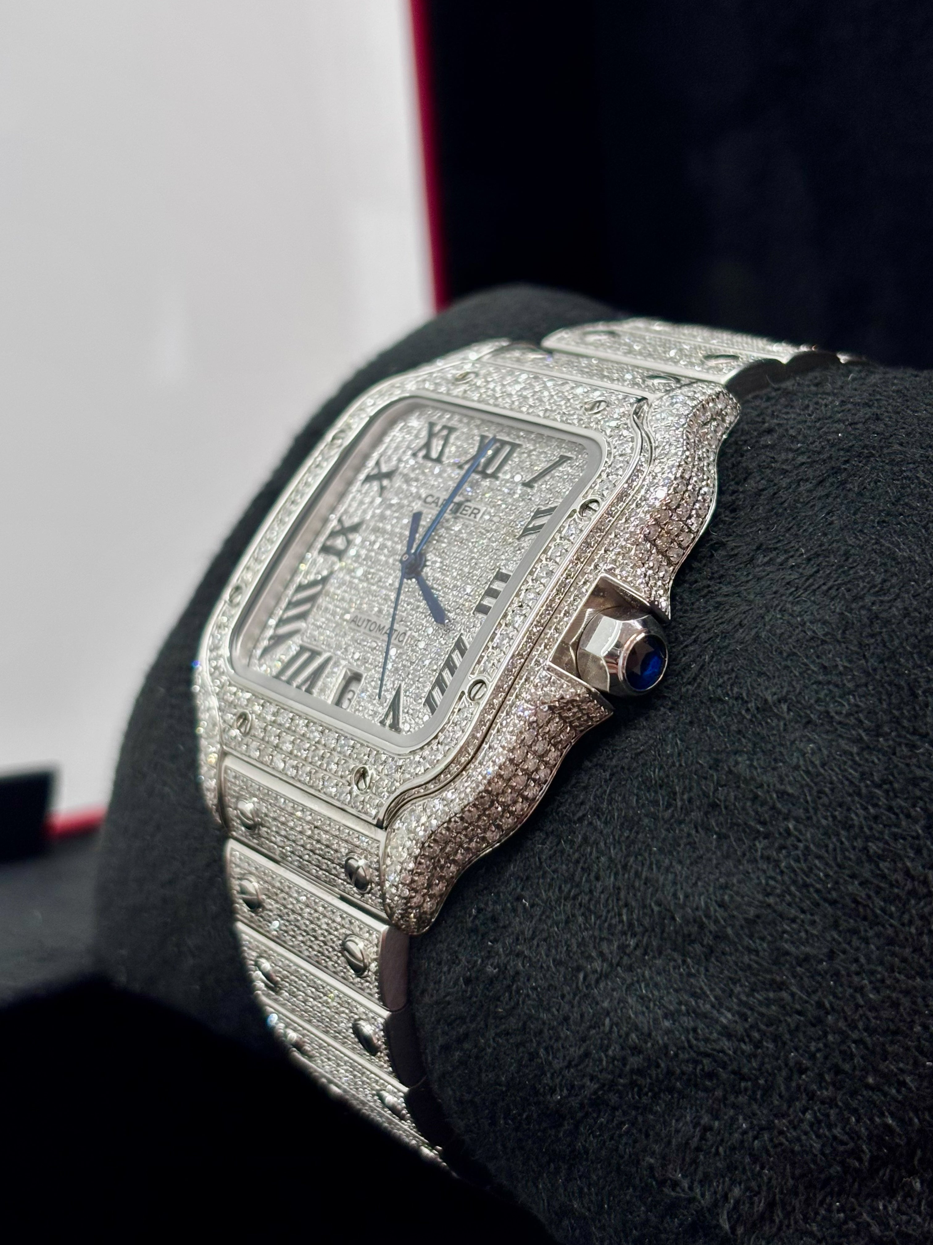 Cartier Santos Large Iced Out | Natural Diamonds | Classic Diamond Setting