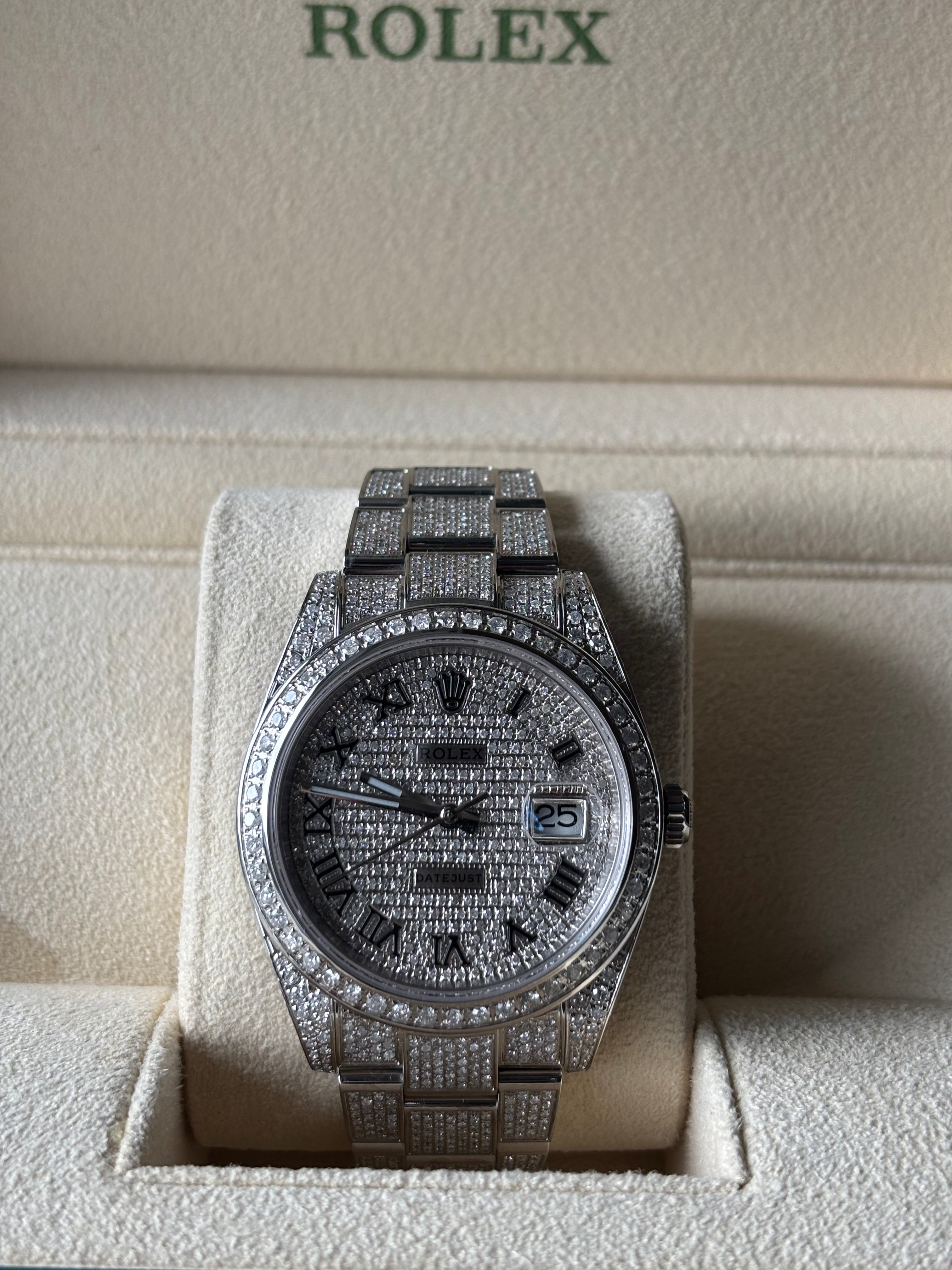 Rolex Datejust 41, Iced Out in Natural Diamonds | Full Set