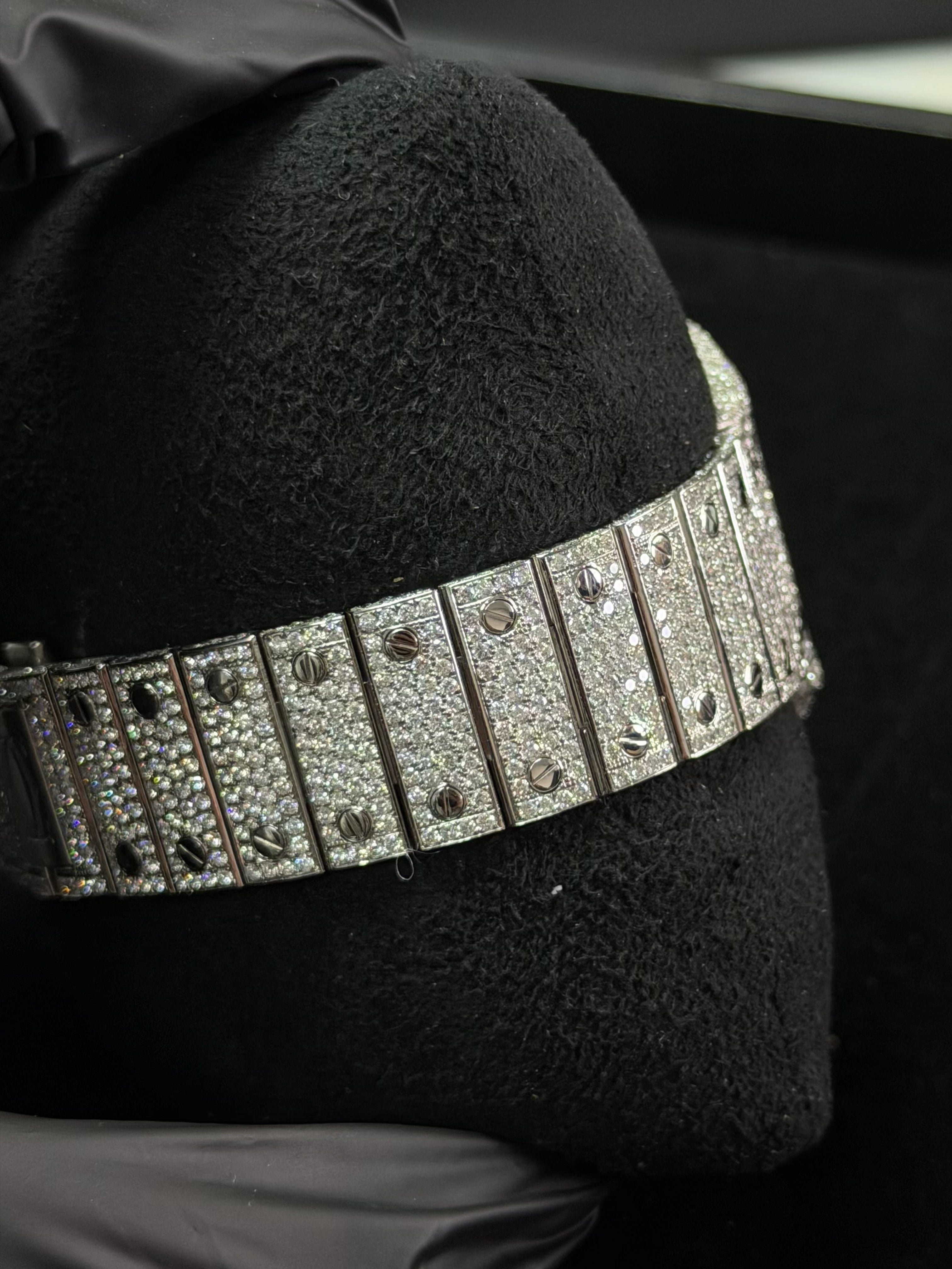 Cartier Santos Large Iced Out in Natural Diamonds | High Density Diamond Setting