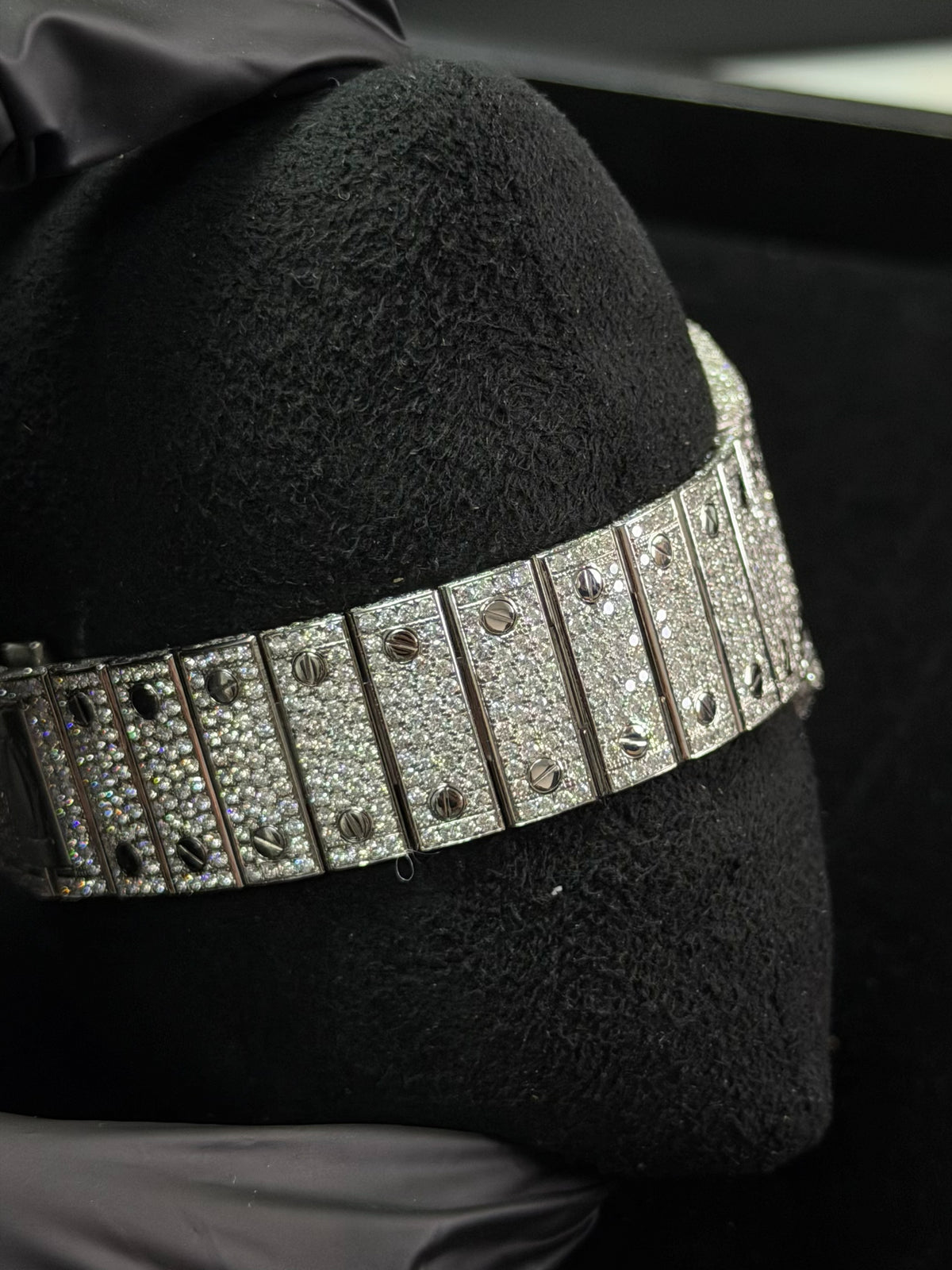 High density diamond set Cartier Santos Large with opaline dial
