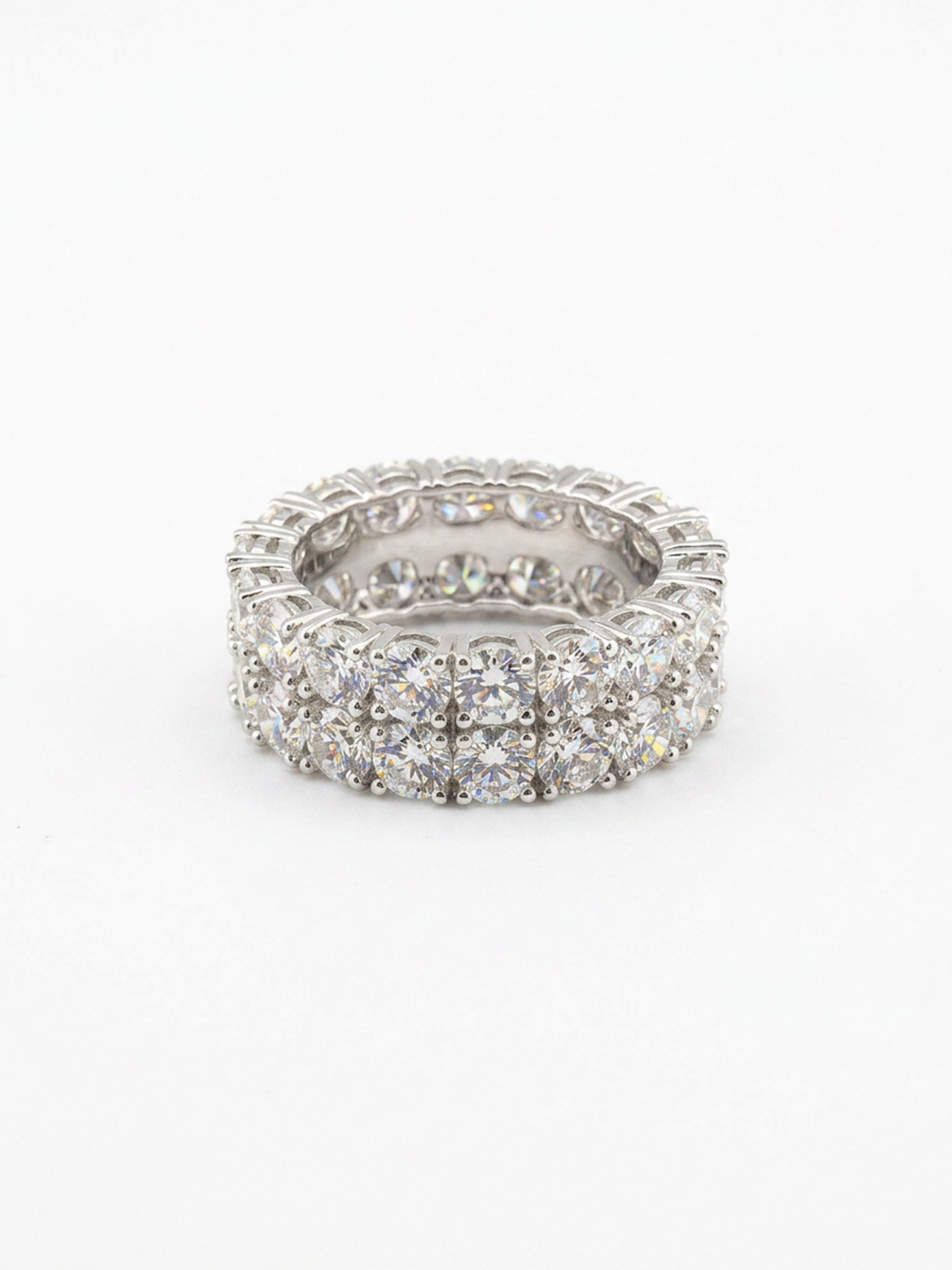 11.00cttw Round Lab Grown Diamond Double Row Pavé Full Eternity Men's Diamond Ring