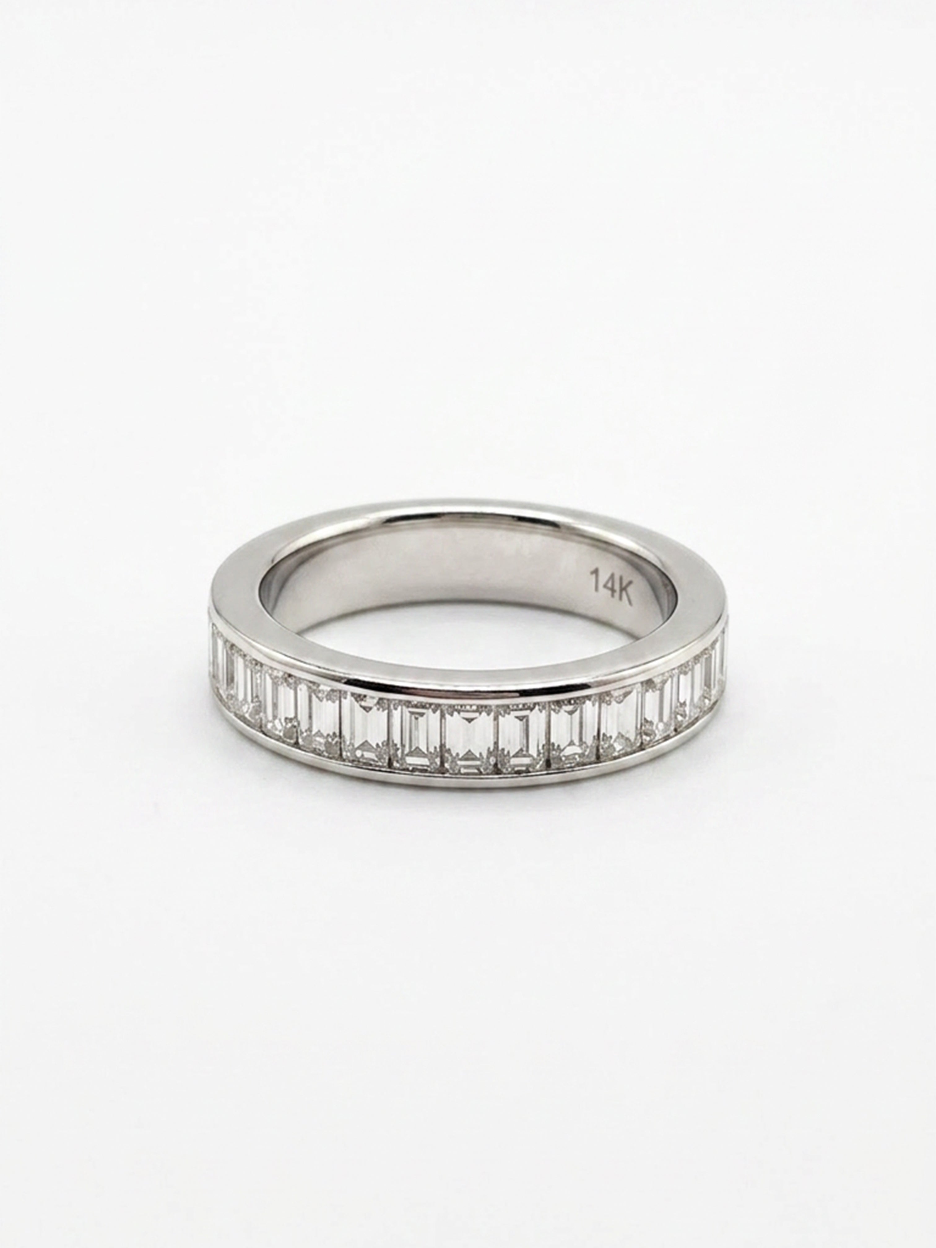 3.00cttw Emerald Lab Grown Diamond Channel Set Full Eternity Wedding Band