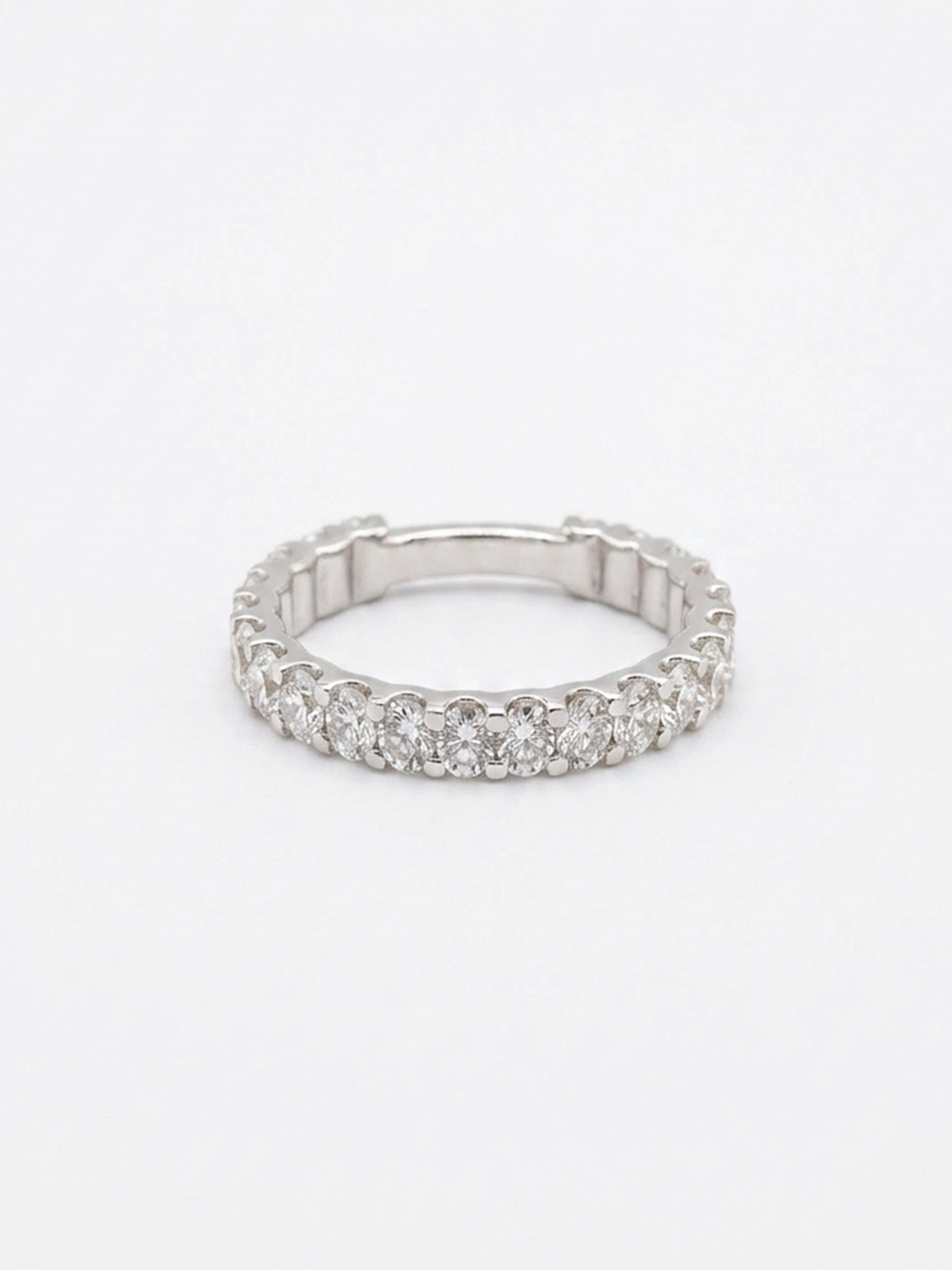 1.77cttw Oval Lab Grown Diamond Three-Quarter Eternity Pavé Wedding Band